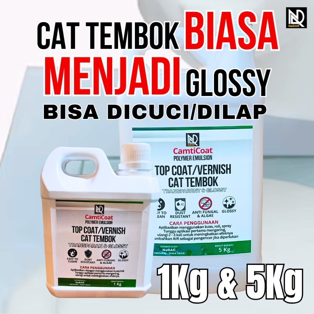 Top coat cat tembok/ Acrylic / Pelapis cat tembok waterbased / Pelapis Clear / Cat tembok / Lem Clea