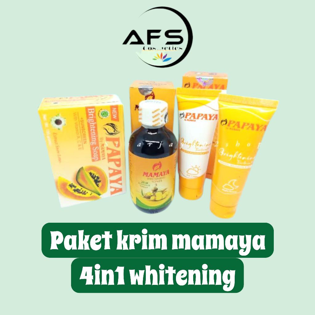PAKET CREAM MAMAYA 4 IN 1 BRIGHTENING CREM ORIGINAL BPOM ( CR. SM + toner Alkohol+ Sabun batang)
