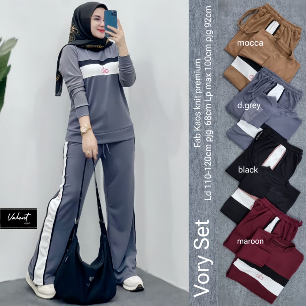 Vory Set By Valent Sporty Premium – Setelan Olahraga Kaos Knit Ori Adem Nyaman Modis Kekinian