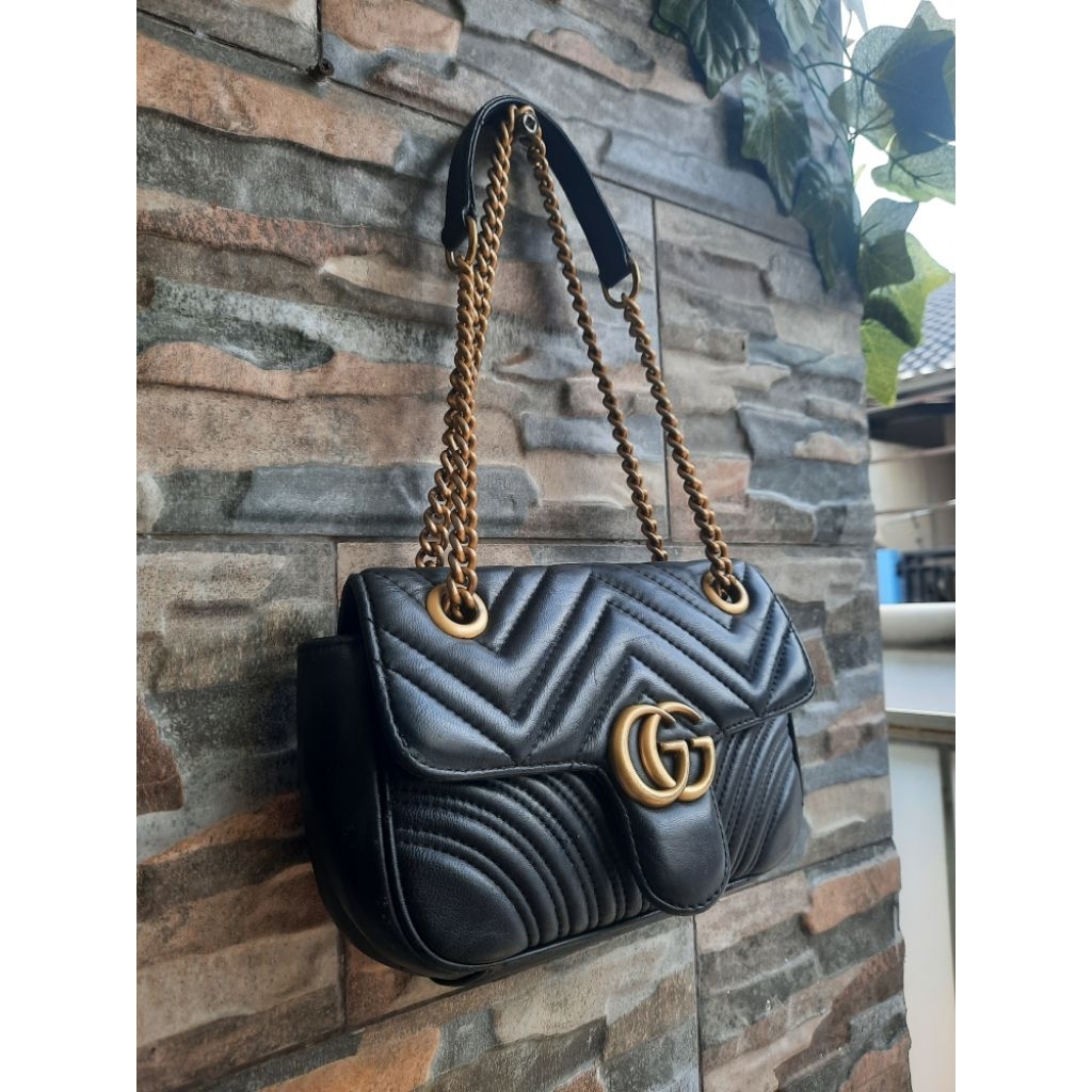 Sling Bag Rantai Hitam GUCCONG - Tas Branded Original