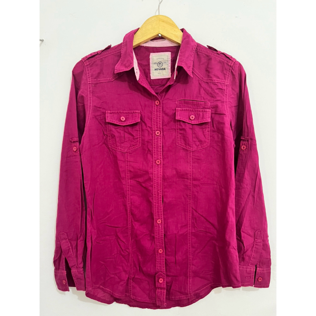 baju kemeja wanita magenta nevada