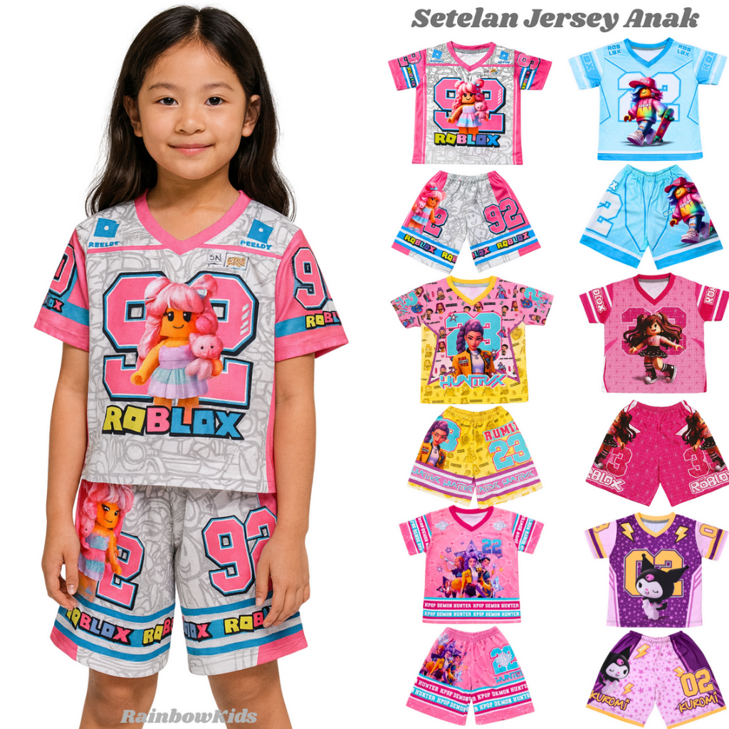 Setelan Jersey Anak Rainbowkids Series Perempuan Bahan Dryfit Milano / Setelan Anak / Setelan Jersey