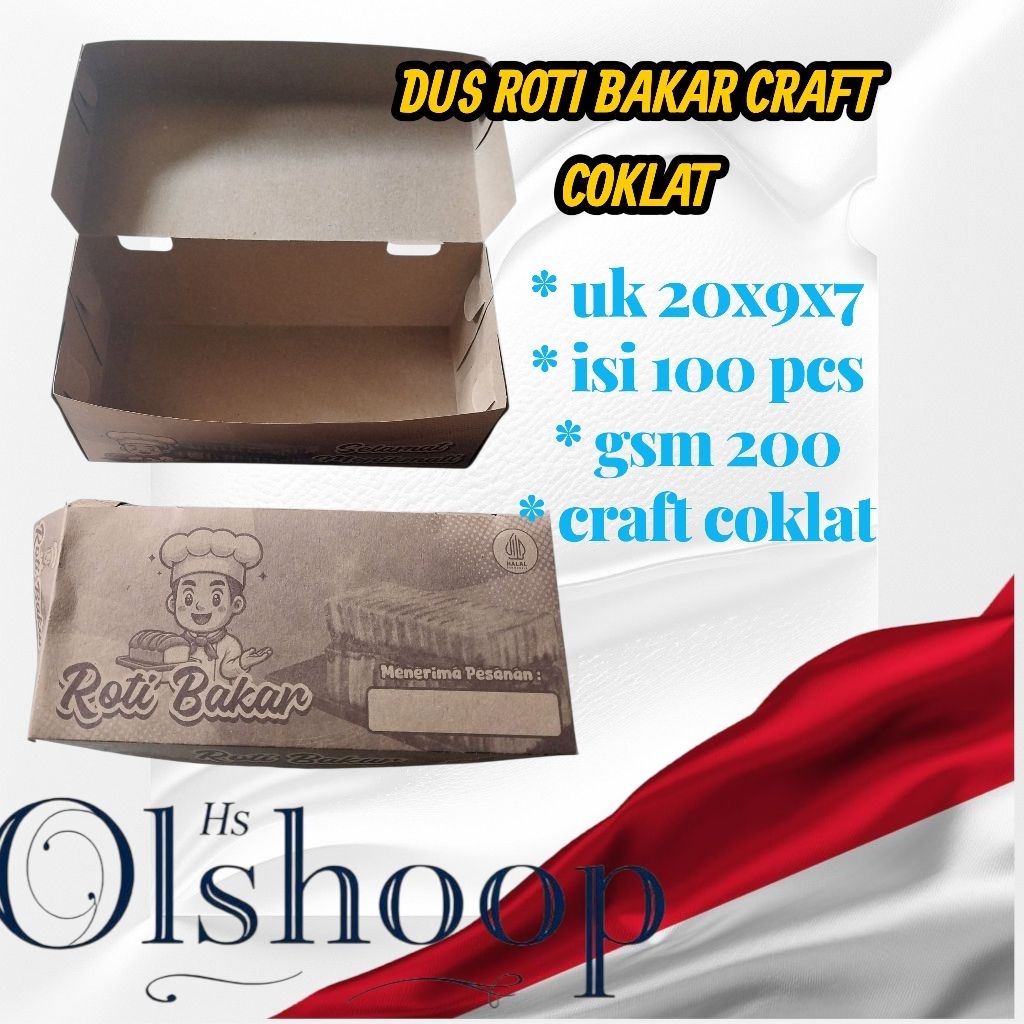 (COD)100 LEMBAR BOX ROTI BAKAR UK UK 20X9X7/ DUS ROTI BAKAR// KEMASAN ROTI BAKAR// KOTAK ROTI BAKAR