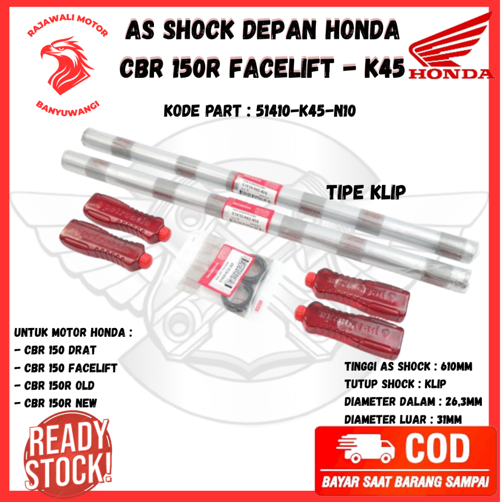As shock depan cbr 150r k45 ori - Peket As sok CBR 150 old - shock cbr 150 new - K45