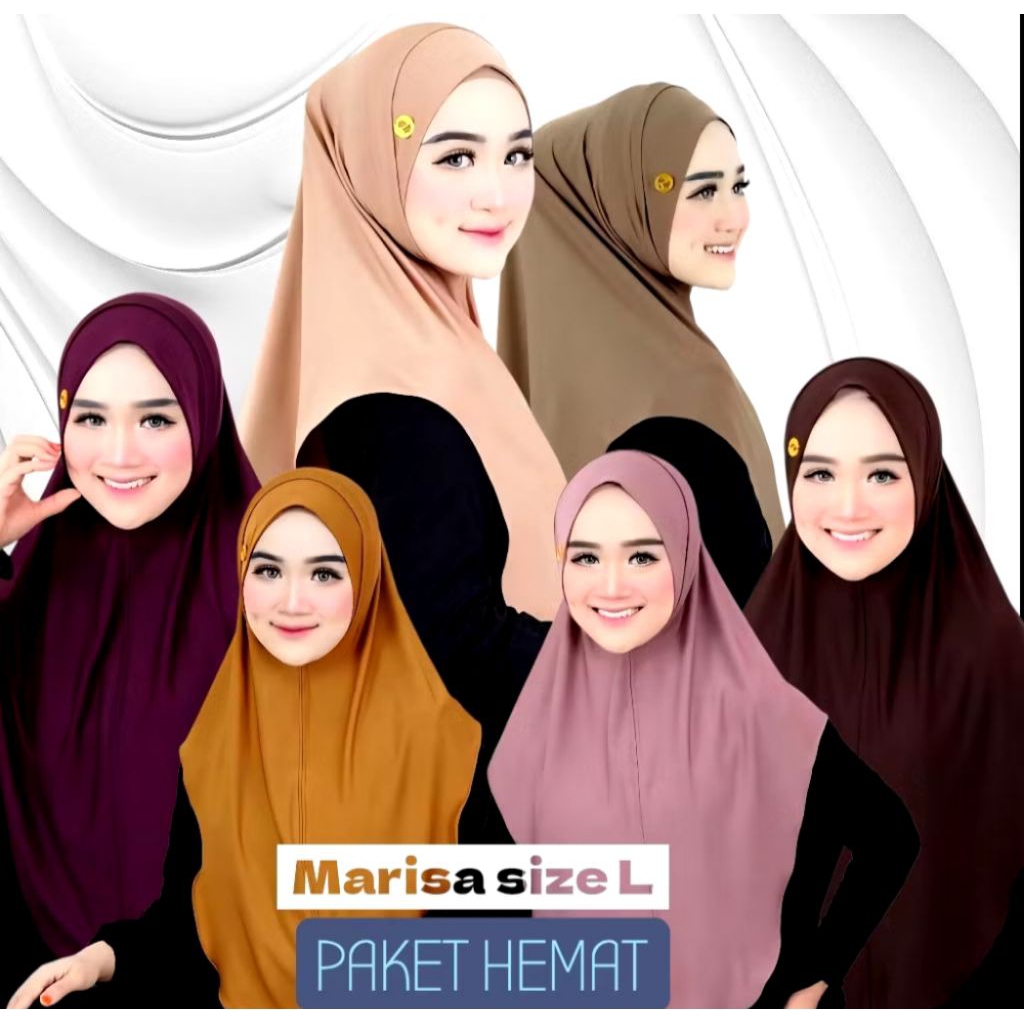 paket isi 5pcs hijab marisa ukuran L bahan jersy premium yoya