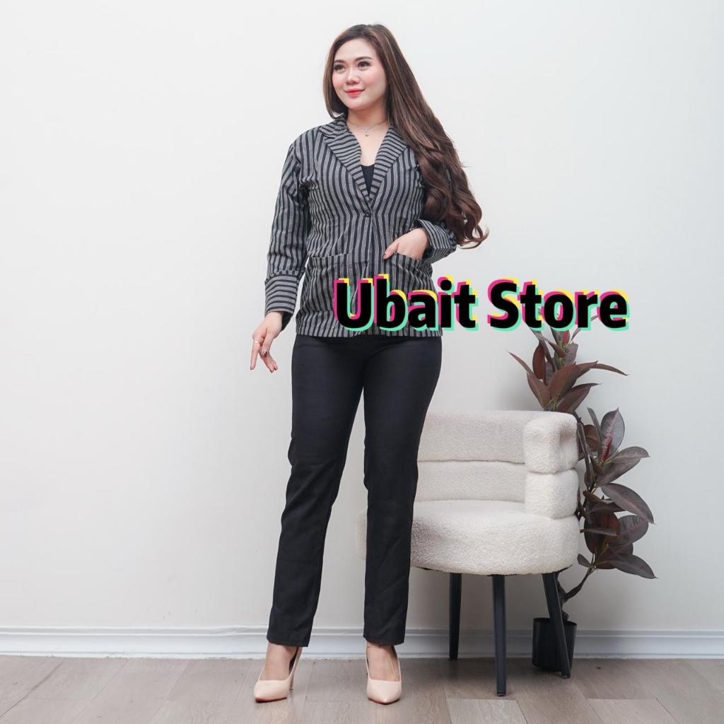 BLAZER MOTIF GARIS LURIK WANITA KANTORAN ATBM TRADISIONAL BLAZER KARTINI