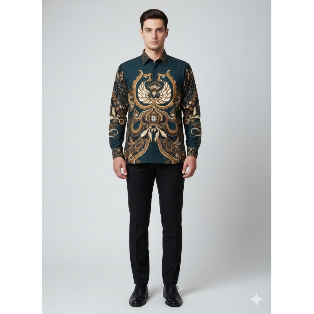 Batik pria Slimfit hijau botol