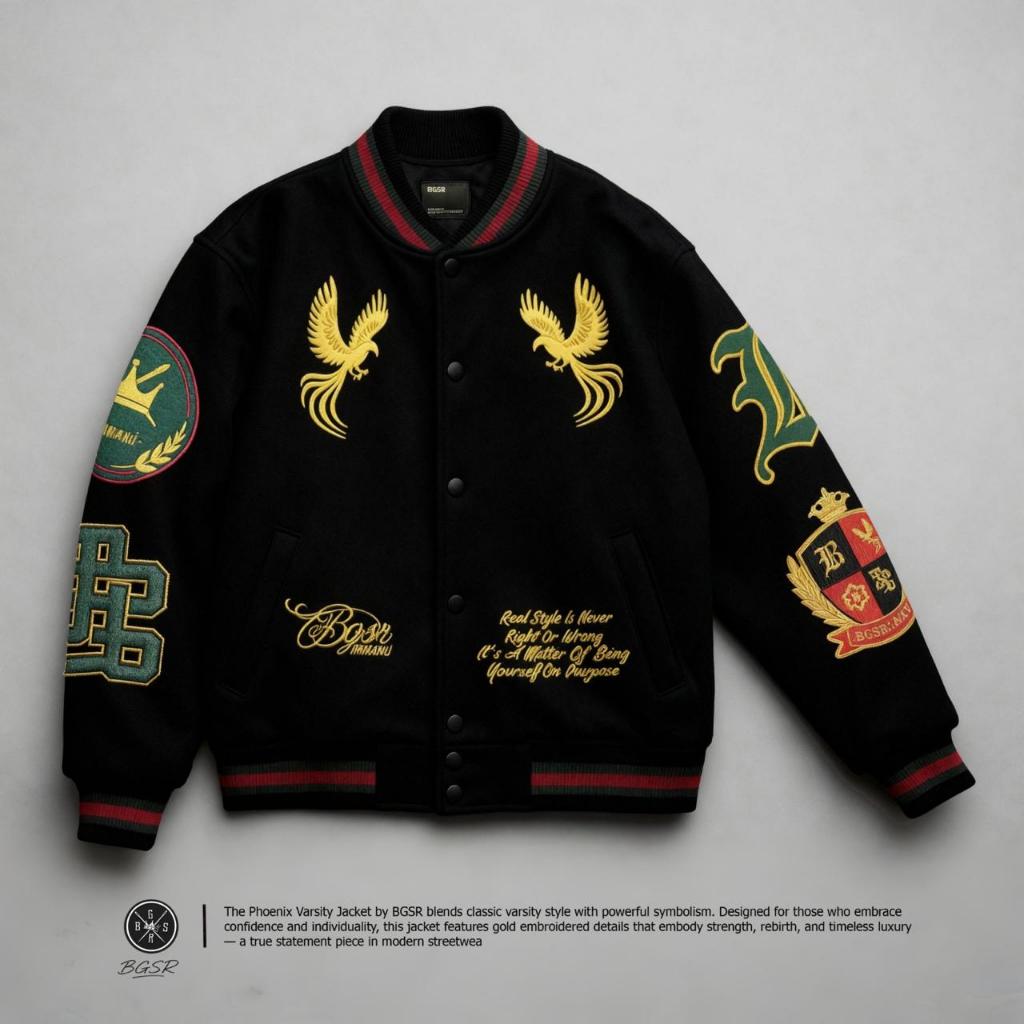 TERLARIS - varsity jacket vintage hitam pria full bordir premium bahan tebal jaket varcity baseball 