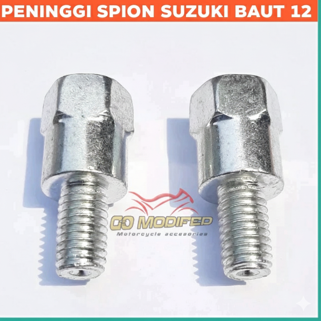 Sepasang Peninggi Spion Suzuki Drat 12/12 Sambungan Spion Motor Suzuki Ke Spion Suzuki