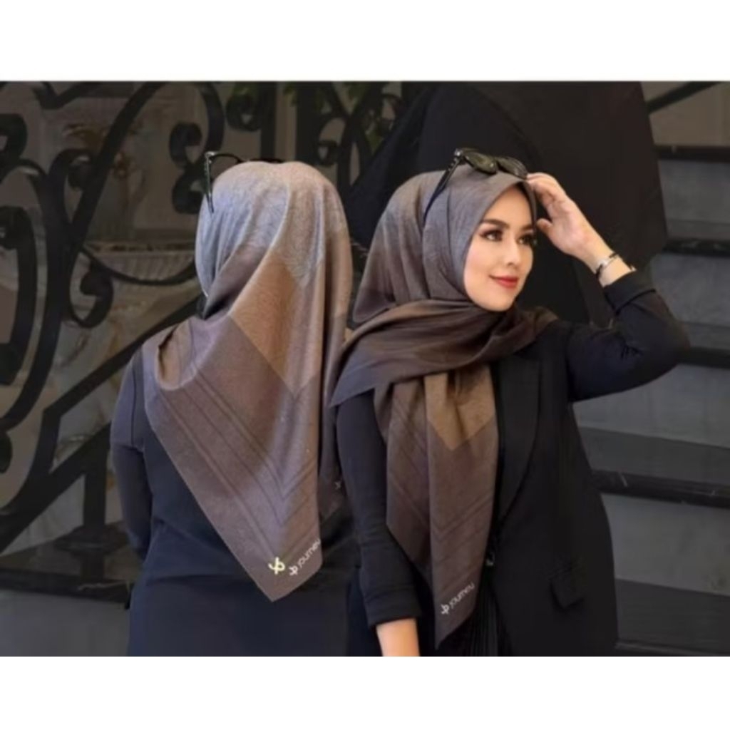 (PAKAI POUCH) Hijab voal motif gradasi raya rainbow mila chain loly molla moli mili sakura kanaya ge