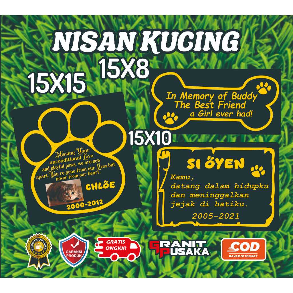 nisan kucing/anjing kesayangan, prasasti nisan kenangan hewan peliharaan
