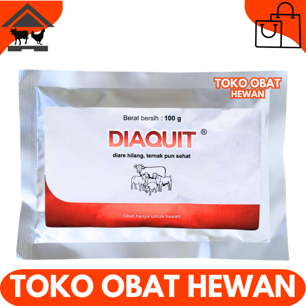 DIAQUIT MEDION 100 GRAM -  Obat Diare Hewan Sapi Babi Kambing Domba