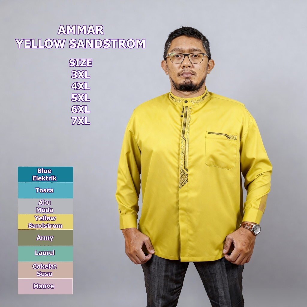 Baju Koko Jumbo Pria Dewasa Bordir Terbaru Big Size Ukuran 3XL 4XL 5XL 6XL 7XL Kemeja Pria Fashion M