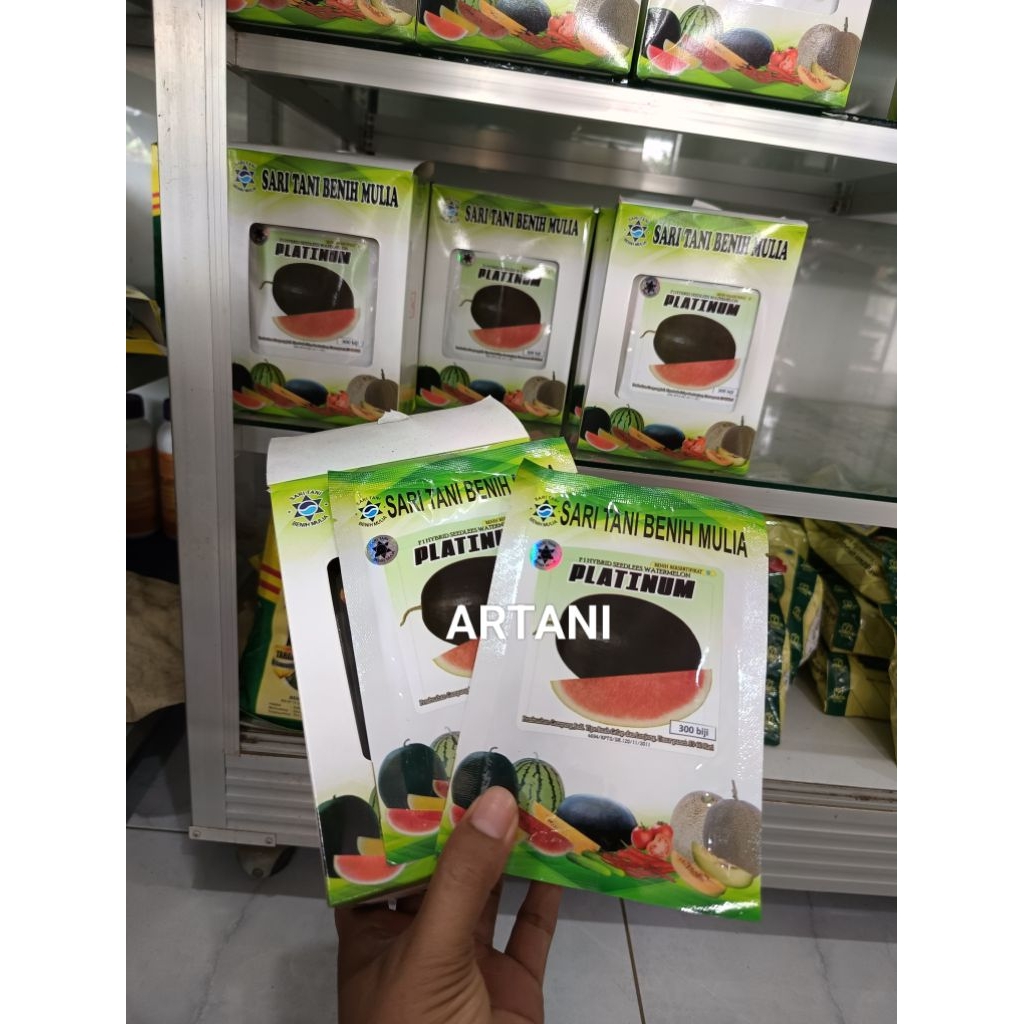 Benih Bibit Semangka Non biji Platinum F1, Lonjong Oval (Tahan Virus) isi 300 butir (Kadaluarsa 2027