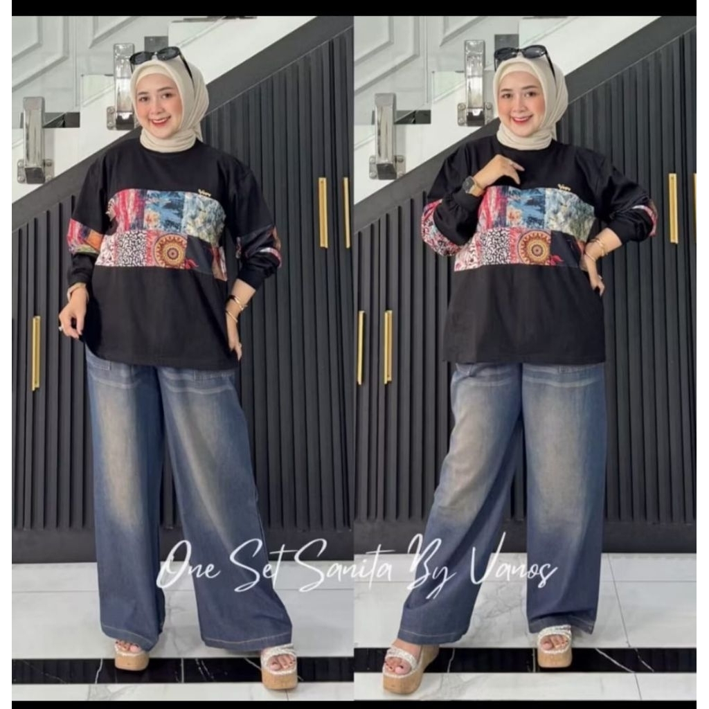 Setelan Celana Wanita - One Set Sanita By Vanos Premium Terbaru
