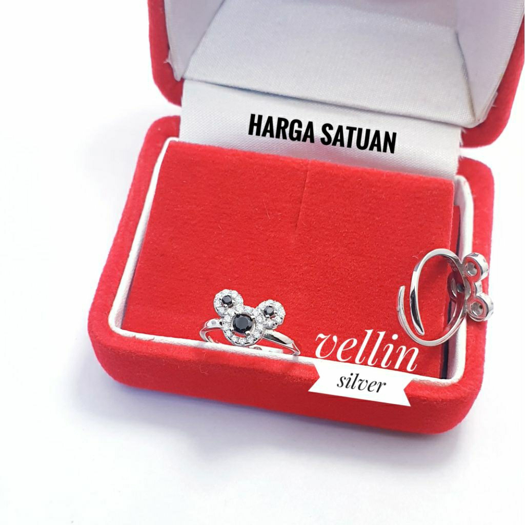 CINCIN ANAK PERAK ASLI 925 LAPIS EMAS PUTIH - CINCIN MINNIE MOUSE ANAK ANAK SILVER 925