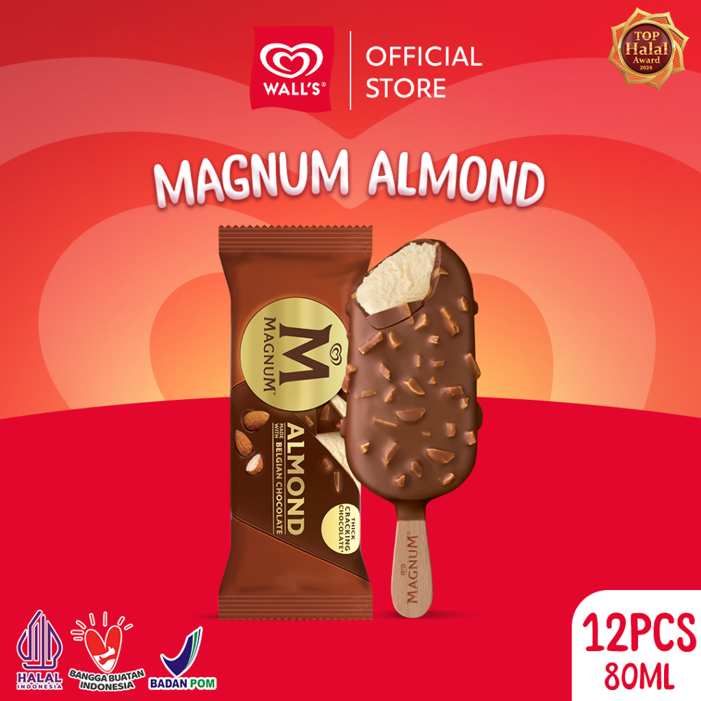 Magnum Almond 1/2 Carton - Es Krim / Ice Cream Wall's
