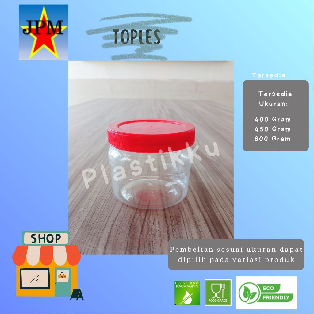 Toples Klasik 400 Gram 450 gram 800 Gram Per 5 Pcs / Toples Sambal / Toples Mini / Toples Kecil /Top