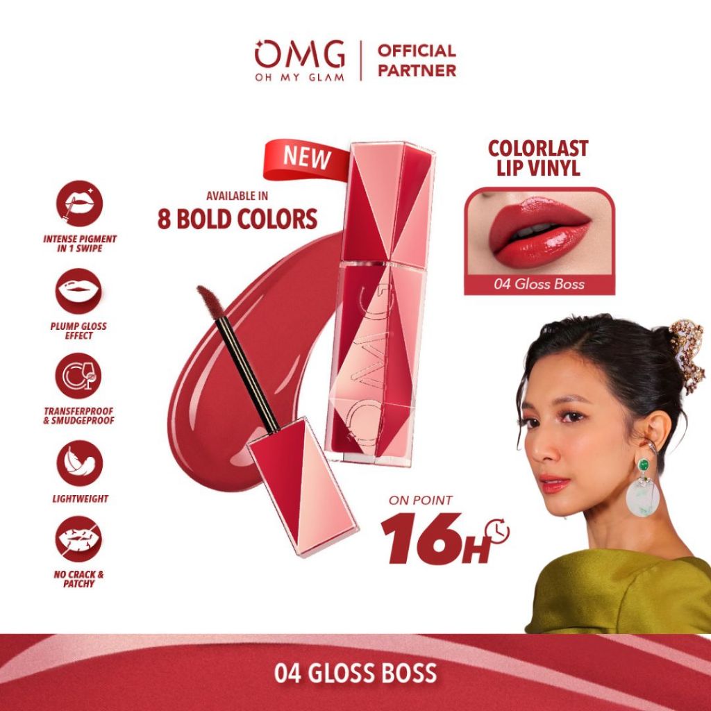OMG OH MY GLAM Colorlast Lip Vinyl 2.5 g - Transferproof Gloss - Longlasting Stain- Intense Color - 