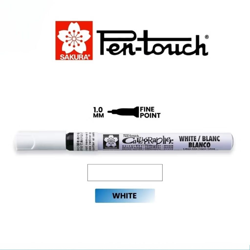 Sakura Pen Touch Calligrapher White 1.0mm (New Sealed) (spidol marker gambar kaligrafi warna putih p