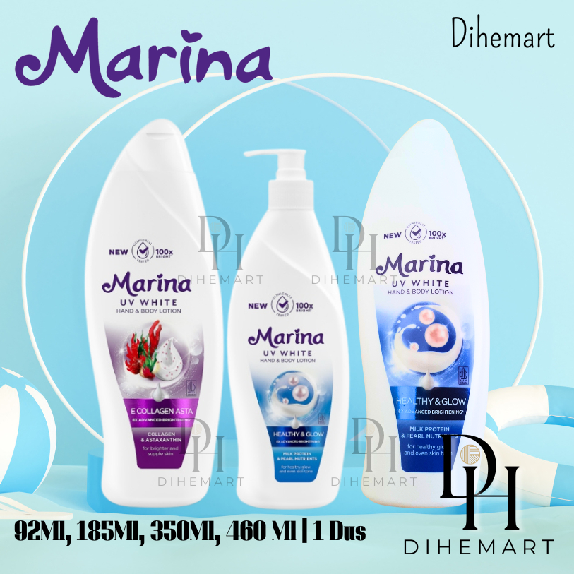 Marina Hand Body Lotion UV White Healthy Glow | E-Collagen Asta 460ml 1DUS 12PCS | 92ML 1 DUS 72PCS 