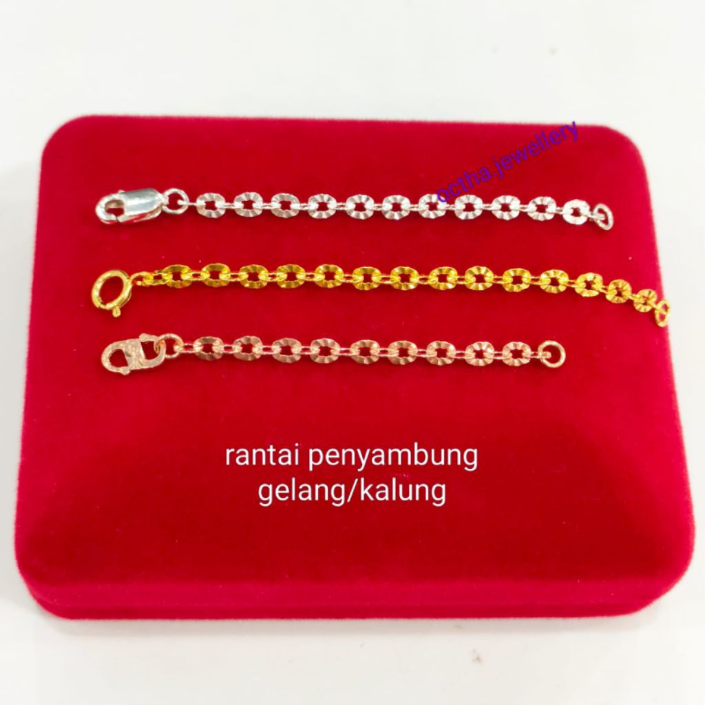 Rantai Extension Penyambung Gelang Dan Kalung Perak Asli 925 Lapis Emas