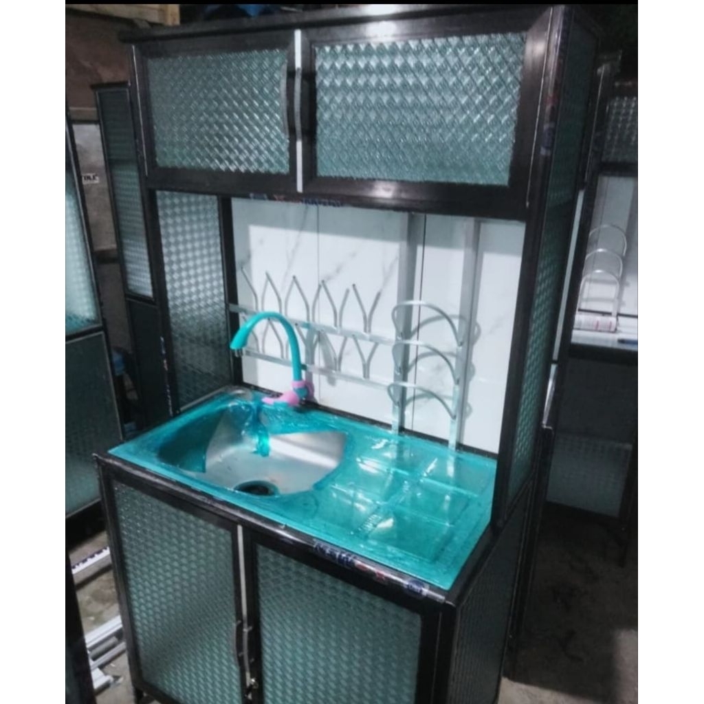 Rak Kompor Westafel Aluminium | Rak Piring Wastafel | Lemari Rak Kompor 3 Pintu | Lemari Kompor west