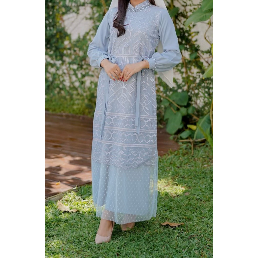 Gamis payet warna sky blue