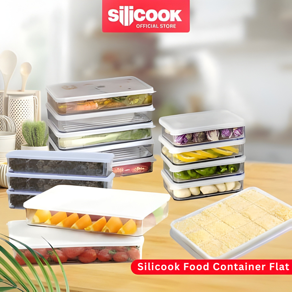 Silicook Food Container Flat - Korean #1 Food Container Organizer Kotak Makanan Penyimpanan Kulkas F