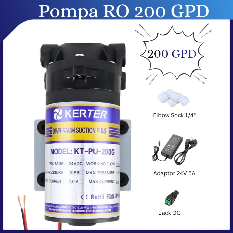 Kerter Booster Pump RO 200 Gpd Pompa RO DC 24V Pompa Dorong 200 Gpd DC 24V