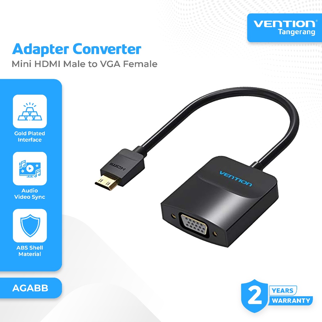 Vention Adapter Converter Mini HDMI Male to VGA Female with Female Micro USB and Audio Port 1080P FU