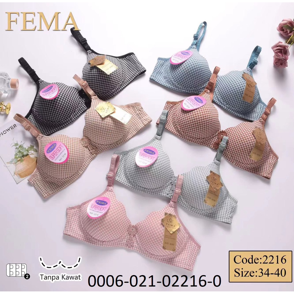 VAL - BRA WANITA FEMA BH PEREMPUAN TANPA KAWAT MOTIF 2216