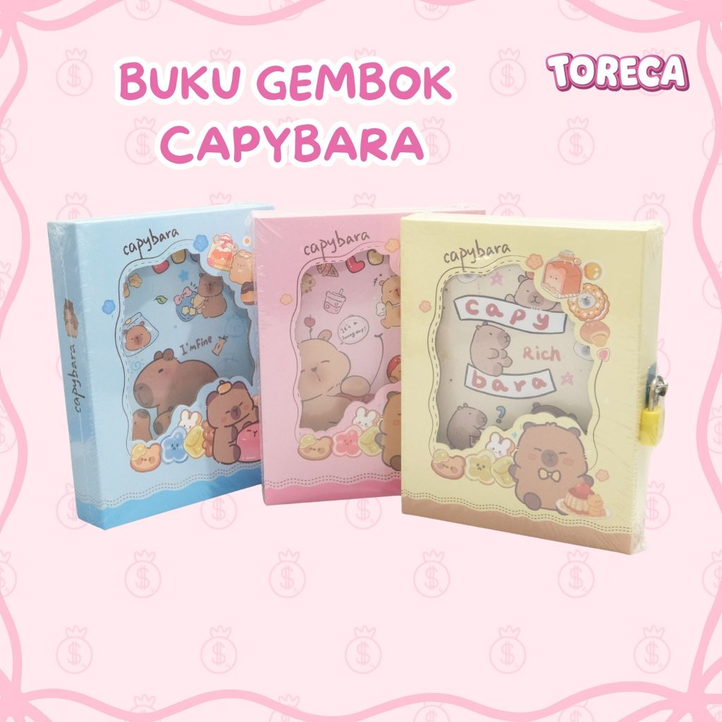 TORECA BUKU GEMBOK CAPYBARA DIARY BOOK ANAK SEKOLAH MOTIF CAPYBARA NOTEBOOK BINDER CAPYBARA GEMBOK K