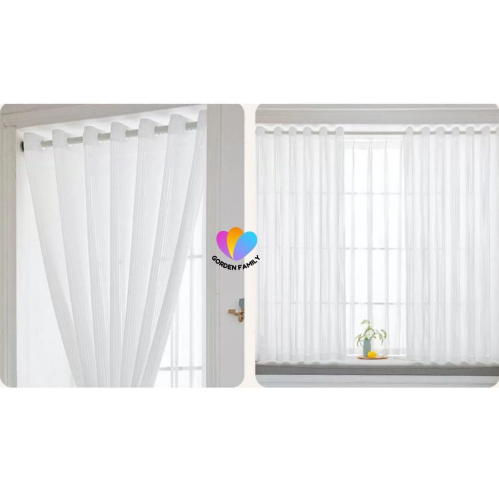 Gorden Vitrase polos model kawat dan ring