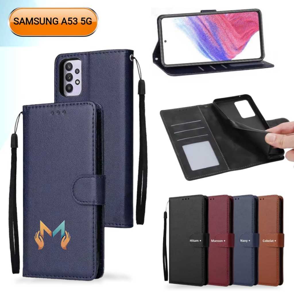 Flip Case Leather Samsung A53 5G  Casing Dompet Kulit Buka Tutup