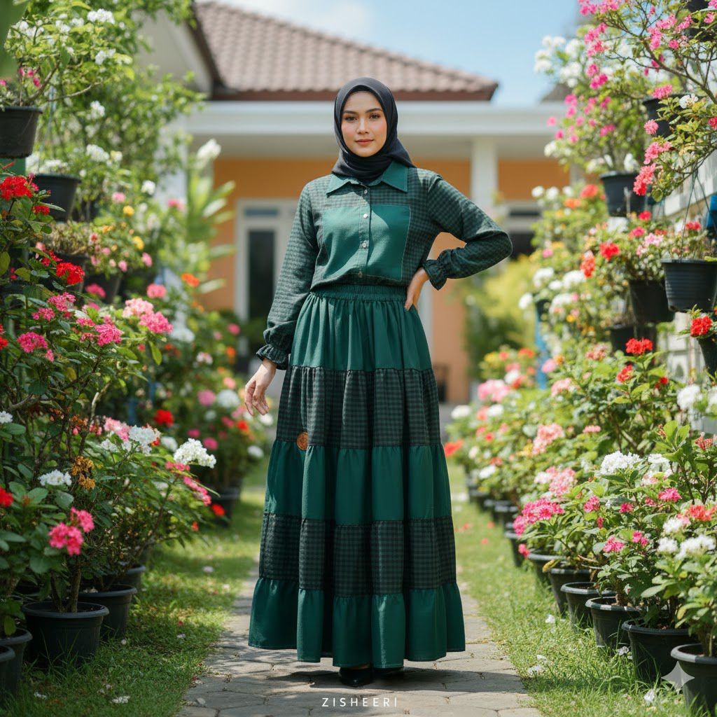 ZISHEERI ORIGINAL - Shamia Setelan Katun Motif Kotak