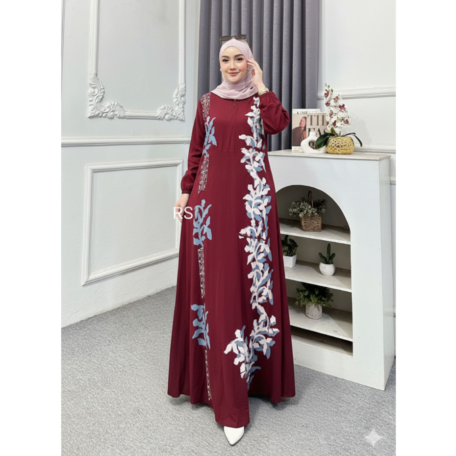 Baju Gamis Wanita Batik Cap Pekalongan Rayon Twill Ibu Busui Kondangan Kekinian