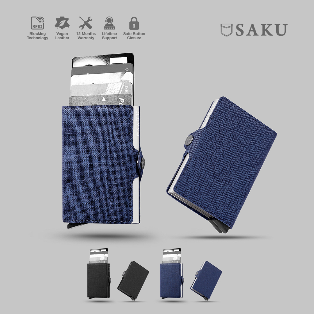 SAKU Dompet Kartu Pria Wanita Anti Rfid Card Holder Mini Smart Wallet Textured