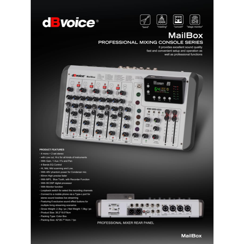 MAILBOX MIXER 4 CHANNEL DBVOICE ORIGINAL / MIXER 4 CHANNEL / MAILBOX MIXER LIVE STREAMING DBVOICE