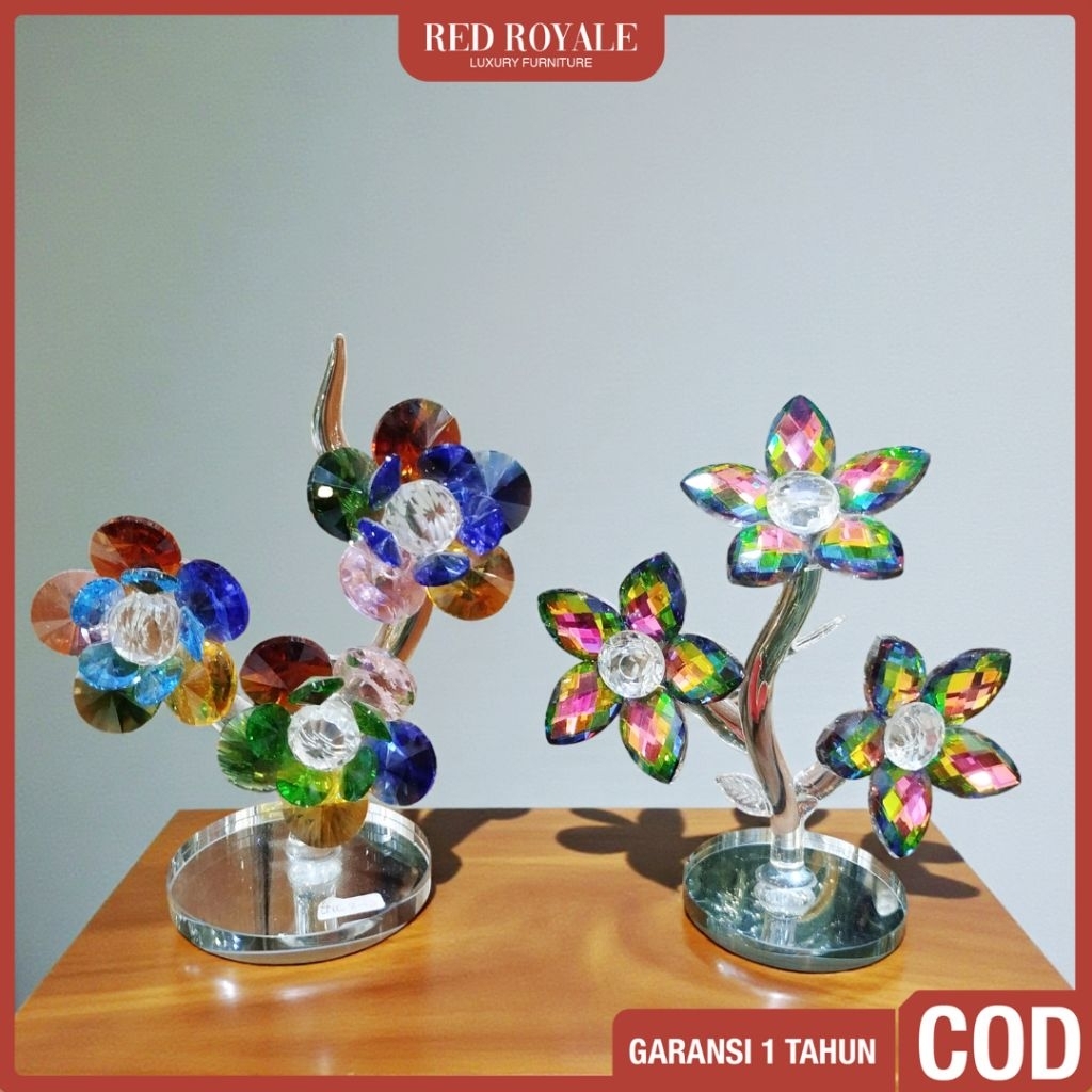 pajangan bunga kristal dekorasi hiasan rumah