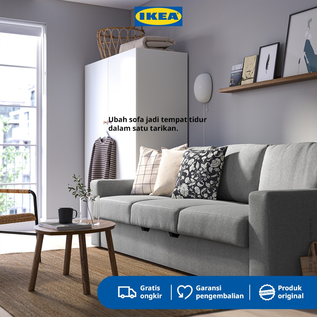 IKEA BARSLOV Sofa Bed 3 Dudukan TIBBLEBY Krem / Abu