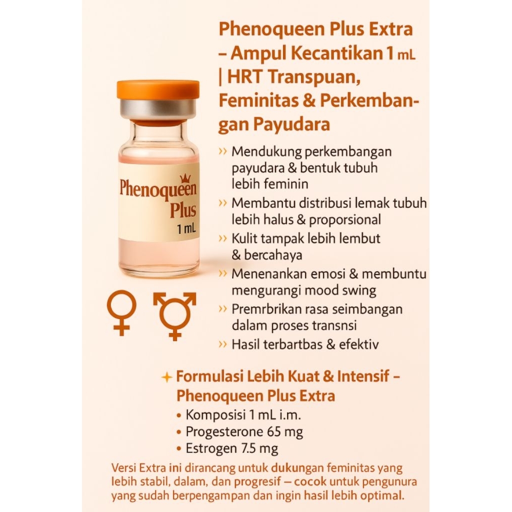 Phenoqueen Plus Ekstra Formula Pengganti Phenokinon HRT Transpuan, Feminitas, Bokong & Payudara