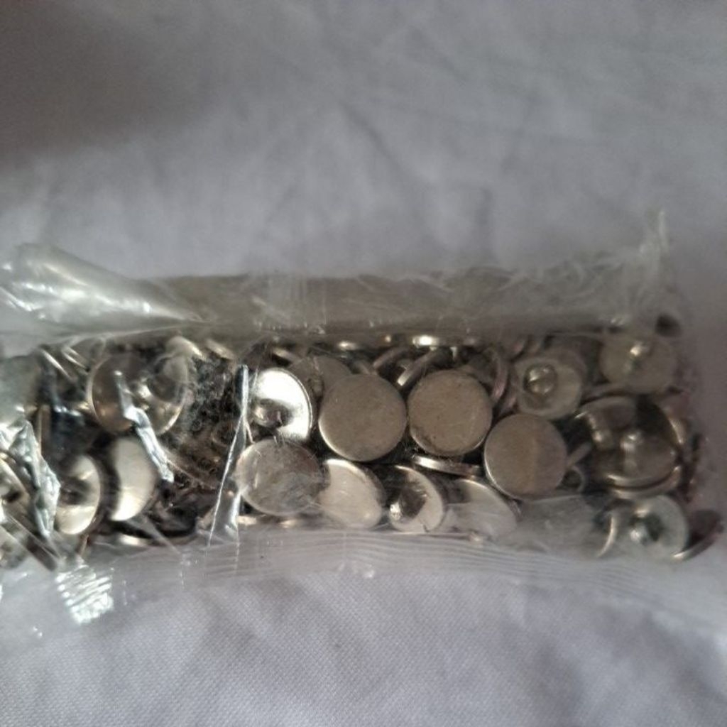 Kancing baju jamur Silver polos 15mm isi 100pcs