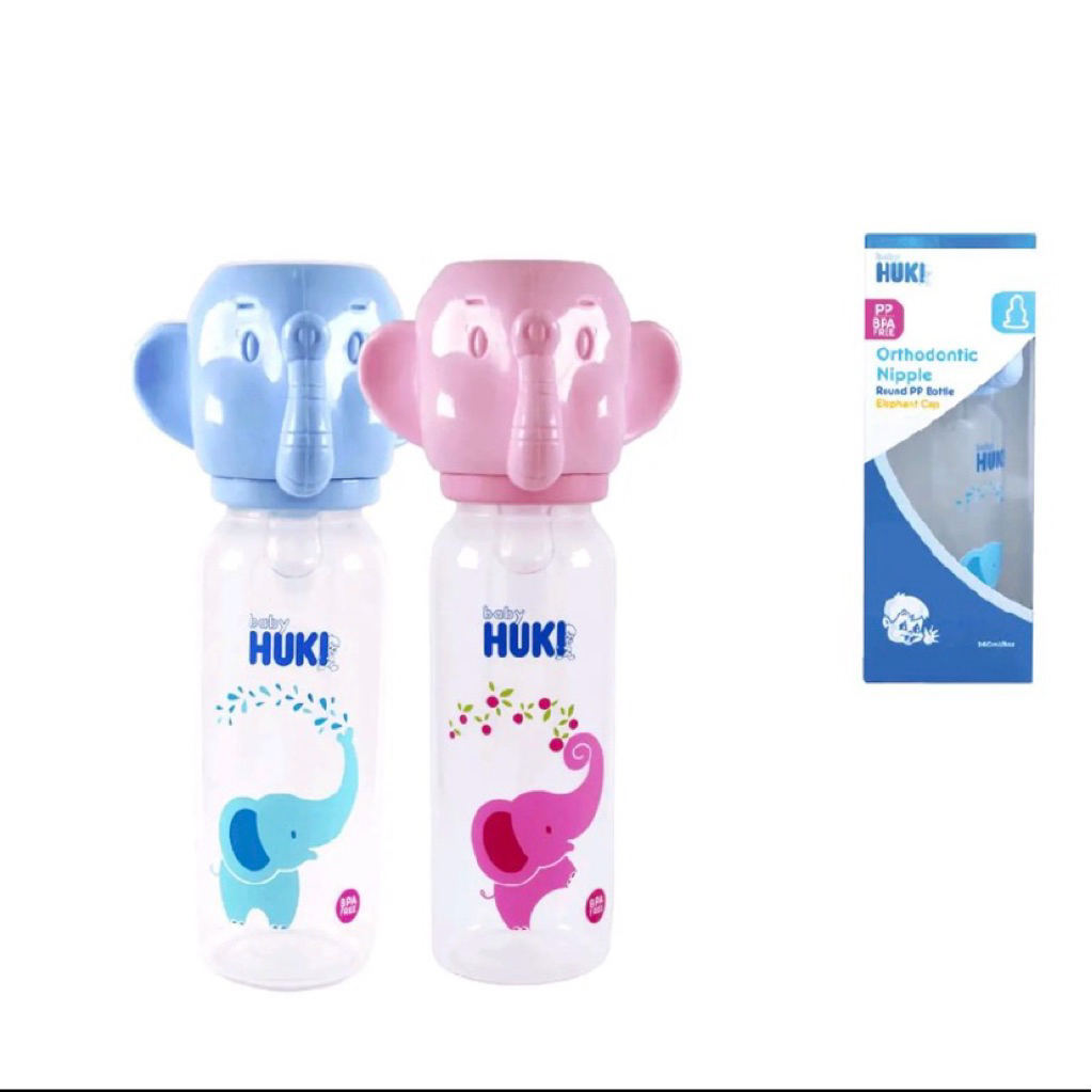 Huki | Orthodontic Nipple Round PP Elephant Cap - Botol Susu Gajah