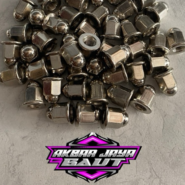 Mur Topi M8 Diameter 8mm/Mur Topi Kunci 12 Chrome