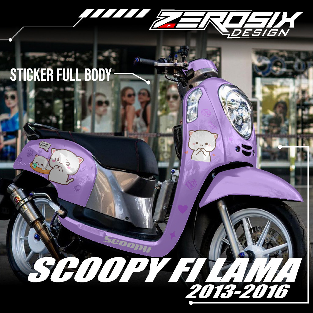 PROMO Decal Sticker Scoopy Fi Lama 2013-2016 Full Body Sticker Scoopy Variasi Motif Kucing Lucu