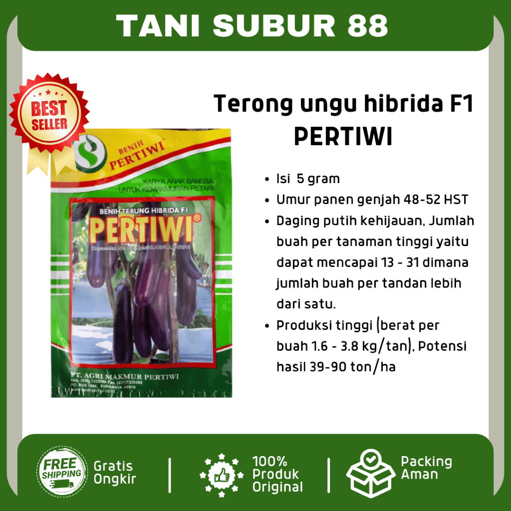 Benih bibit terong ungu hibrida PERTIWI F1 terung panjang 5 gram