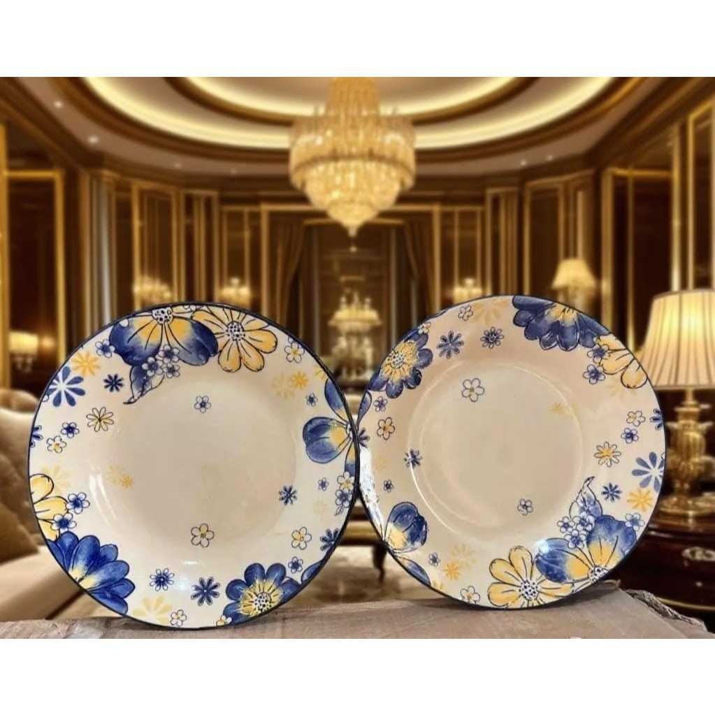 PIRING KERAMIK KUALITAS PREMIUM MOTIF BUNGA / PIRING MAKAN TERMURAH / PIRING UNIK / SOUVENIR PIRING 