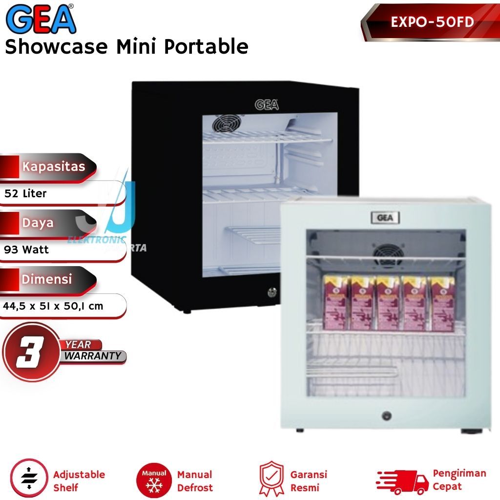 GEA Mini Showcase Display Cooler 52 Liter Pendingin Minuman EXPO-50FD