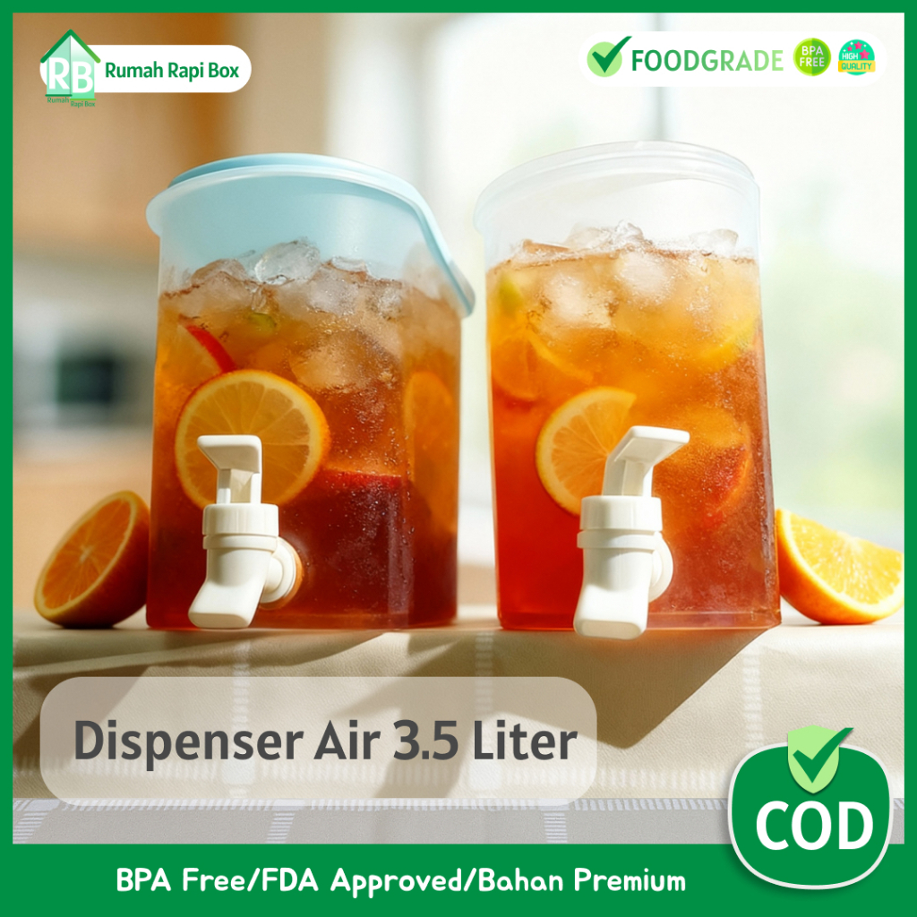 Dispenser Air 3.5 Liter Rumah Rapi Box – Food Grade BPA Free / Freezer Safe / Wadah Air Minum Dingin